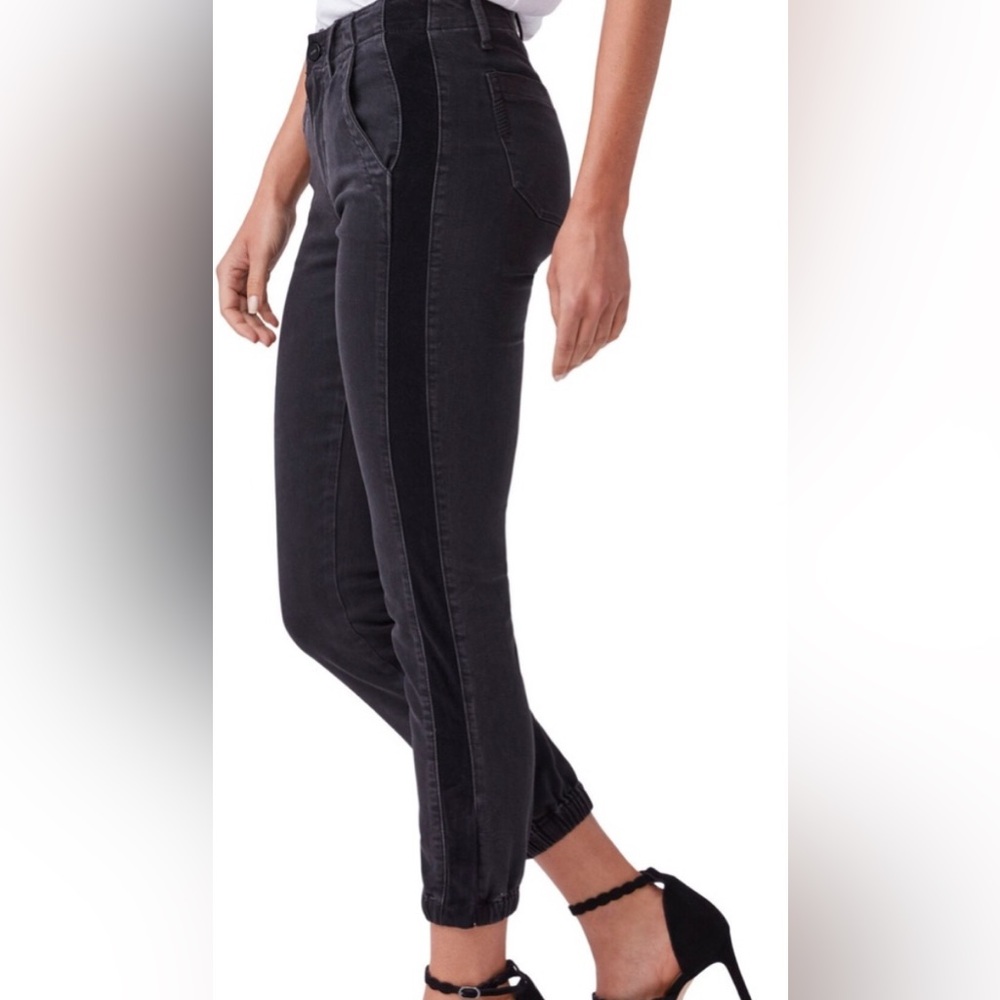 PAIGE Mayslie Joggers Jeans Women’s Dark Gray ‎ Jeans Velvet Side  Sz 26